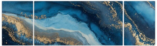 Obraz - Modrá mramorová abstrakce (170x50 cm)