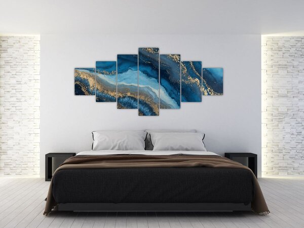 Obraz - Modrá mramorová abstrakce (210x100 cm)