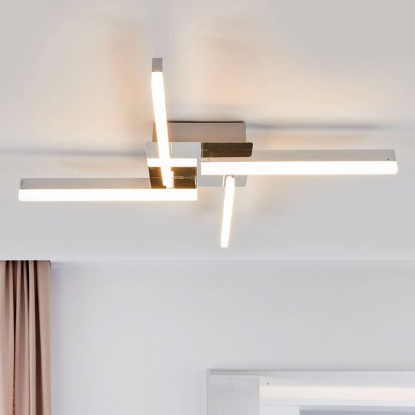 Lindby LED stropní svítidlo Patrik, 59 cm, 4 světla, chrom, IP44, Chrom / stříbro, Koupelna, kov, Moderní