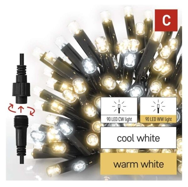 LED Venkovní řetěz 50xLED/3x0,4m IP44 studená/teplá bílá