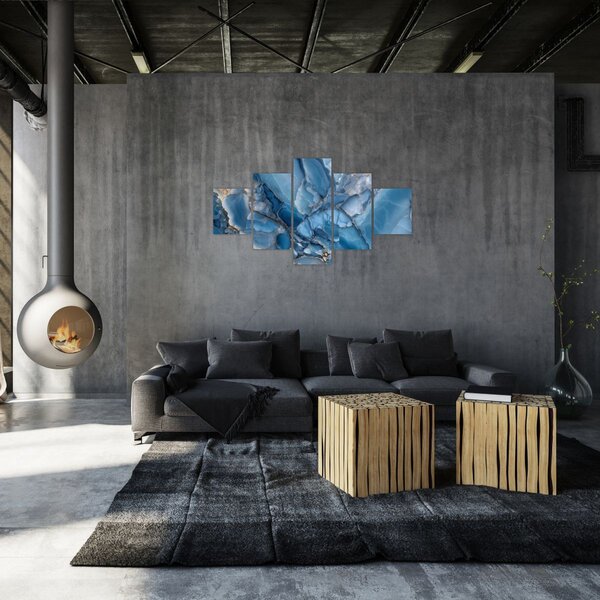 Obraz - Modrý členitý mramor (125x70 cm)