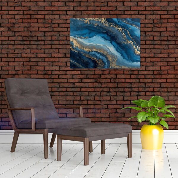 Obraz - Modrá mramorová abstrakce (70x50 cm)