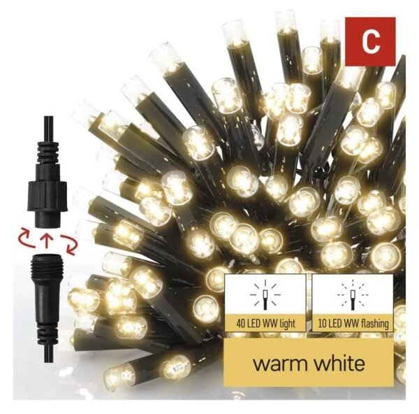 LED Venkovní řetěz 50xLED/3x0,4m IP44 teplá bílá