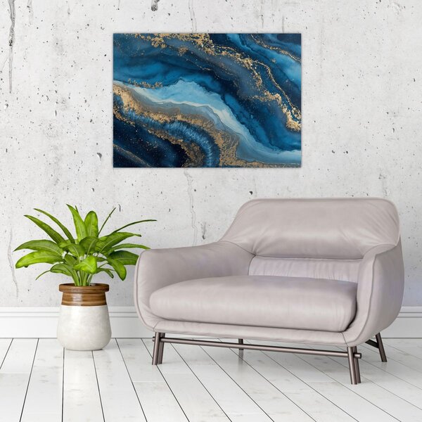 Obraz - Modrá mramorová abstrakce (70x50 cm)