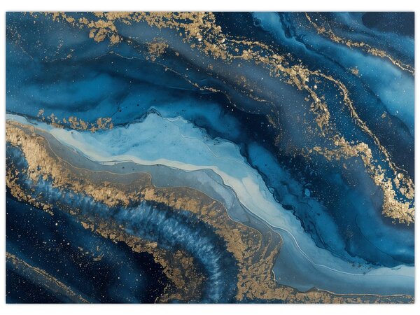 Obraz - Modrá mramorová abstrakce (70x50 cm)