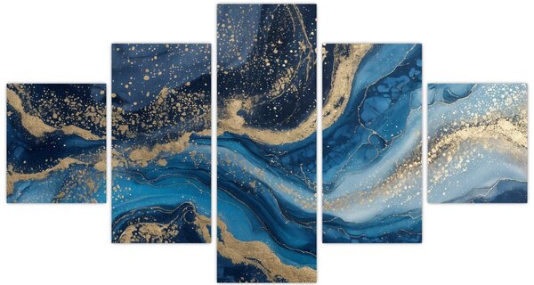 Obraz - Modrozlatý abstraktní mramor (125x70 cm)