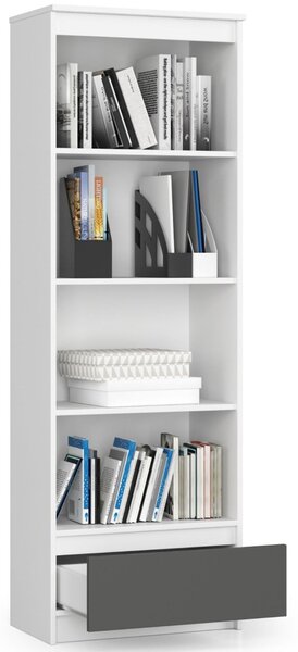 Regál R60 1SZ 4P - bílá/grafit