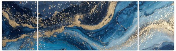 Obraz - Modrozlatý abstraktní mramor (170x50 cm)