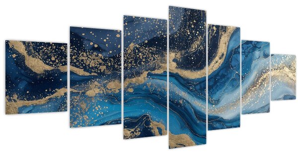 Obraz - Modrozlatý abstraktní mramor (210x100 cm)