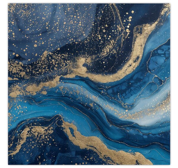 Obraz - Modrozlatý abstraktní mramor (30x30 cm)