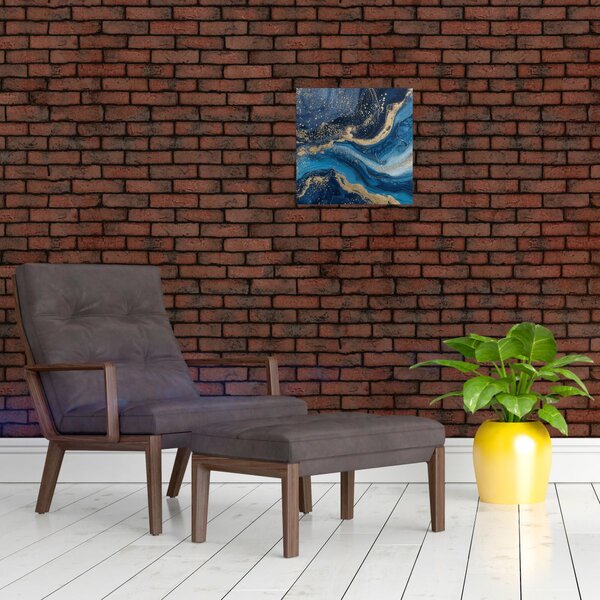 Obraz - Modrozlatý abstraktní mramor (30x30 cm)