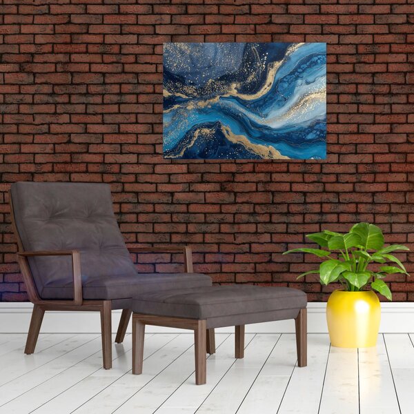 Obraz - Modrozlatý abstraktní mramor (70x50 cm)