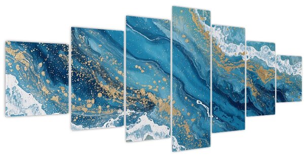Obraz - Bleděmodrý mramor se zlatem II. (210x100 cm)
