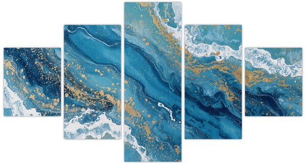 Obraz - Bleděmodrý mramor se zlatem II. (125x70 cm)