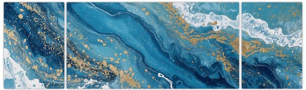 Obraz - Bleděmodrý mramor se zlatem II. (170x50 cm)