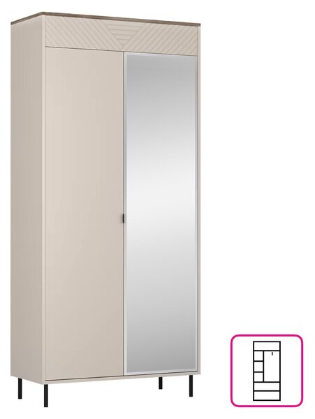 Skříň Explicaba 2D40 (kašmír + dub castello) (se zrcadlem)