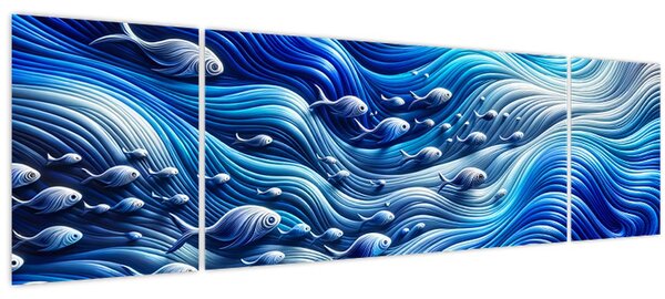 Obraz - Ryby ve vlnách (170x50 cm)