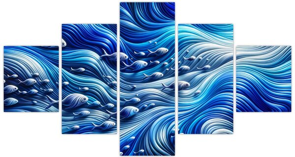Obraz - Ryby ve vlnách (125x70 cm)
