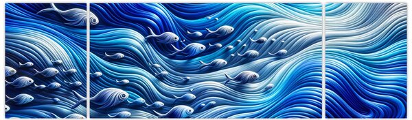 Obraz - Ryby ve vlnách (170x50 cm)