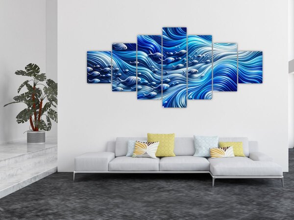 Obraz - Ryby ve vlnách (210x100 cm)