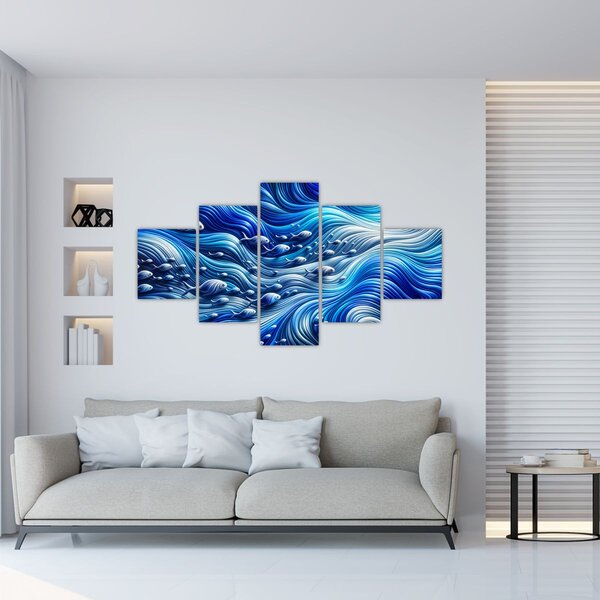 Obraz - Ryby ve vlnách (125x70 cm)