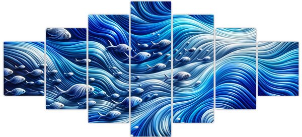 Obraz - Ryby ve vlnách (210x100 cm)