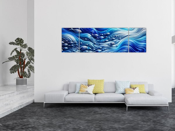 Obraz - Ryby ve vlnách (170x50 cm)