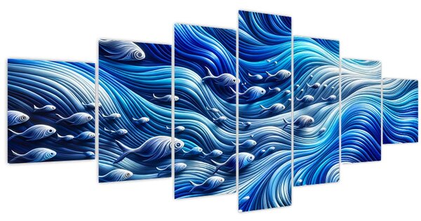 Obraz - Ryby ve vlnách (210x100 cm)