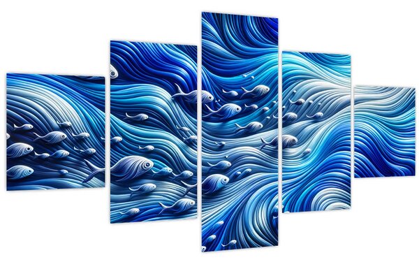 Obraz - Ryby ve vlnách (125x70 cm)