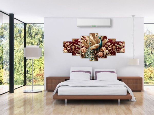 Obraz - Elegantní páv (210x100 cm)