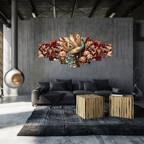 Obraz - Elegantní páv (210x100 cm)