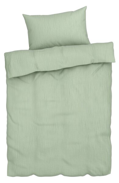 Livarno® Mušelínové dětské ložní povlečení s BIO bavlnou, 90 x 130 cm, 60 x 40 cm (zelená) (100408386001)