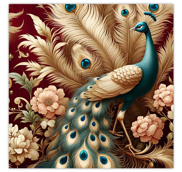 Obraz - Elegantní páv (30x30 cm)