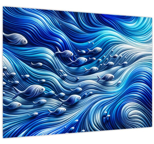 Obraz - Ryby ve vlnách (70x50 cm)