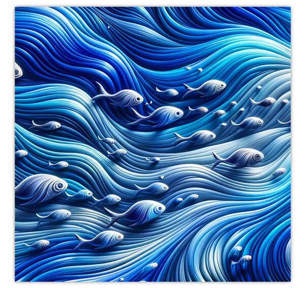 Obraz - Ryby ve vlnách (30x30 cm)