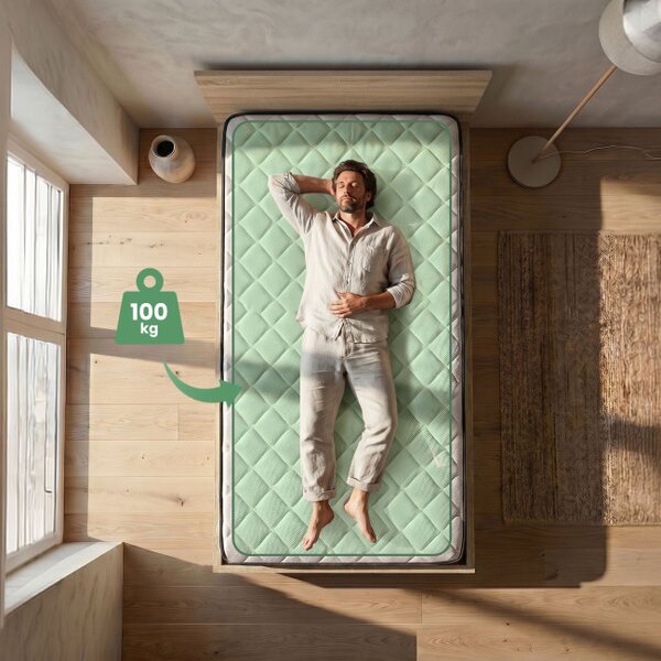 Jednolůžková postel se zvedacím roštem a matrací 100x200 cm dub sonoma