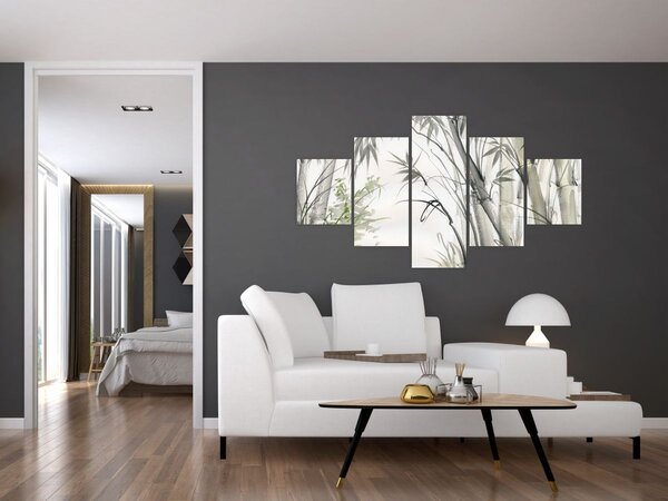 Obraz - Bambusy, kresba (125x70 cm)