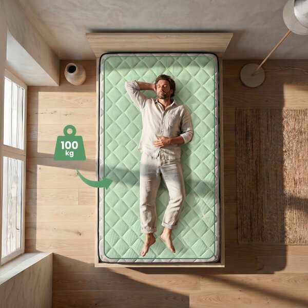 Jednolůžková postel se zvedacím roštem a matrací 120x200 cm dub sonoma