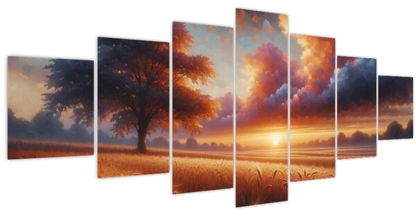 Obraz - Západ slunce v poli (210x100 cm)