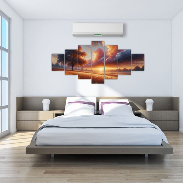 Obraz - Západ slunce v poli (210x100 cm)