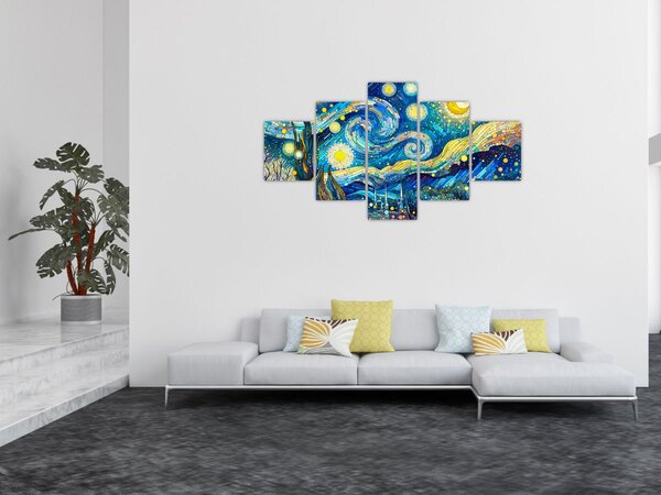 Obraz - Mozaika hvězdné noci (125x70 cm)