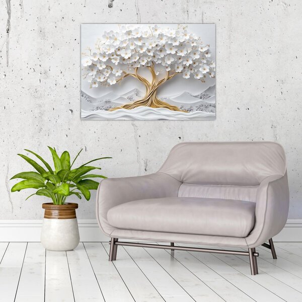 Obraz - 3D elegantní strom života plný květů (70x50 cm)