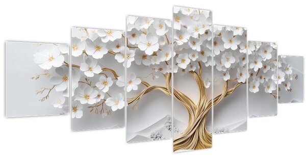 Obraz - 3D elegantní strom života plný květů (210x100 cm)