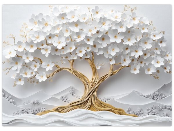 Obraz - 3D elegantní strom života plný květů (70x50 cm)