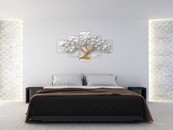 Obraz - 3D elegantní strom života plný květů (125x70 cm)