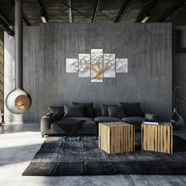 Obraz - 3D elegantní strom života plný květů (125x70 cm)