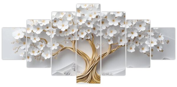 Obraz - 3D elegantní strom života plný květů (210x100 cm)