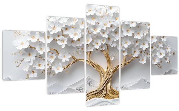 Obraz - 3D elegantní strom života plný květů (125x70 cm)