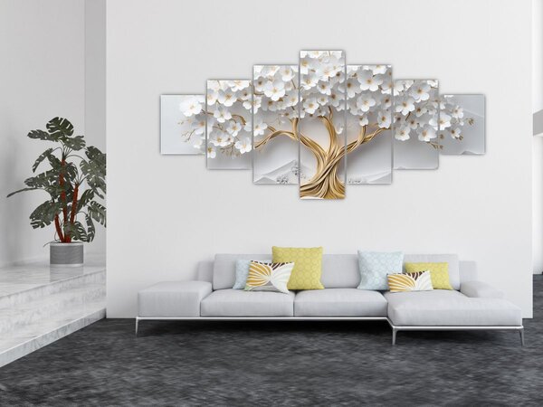 Obraz - 3D elegantní strom života plný květů (210x100 cm)