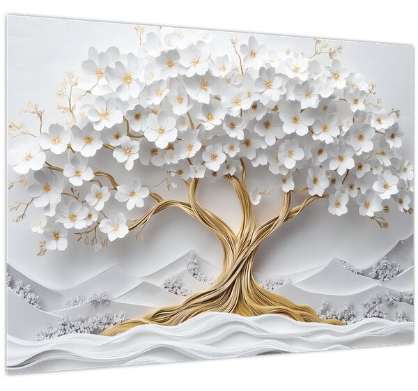 Obraz - 3D elegantní strom života plný květů (70x50 cm)